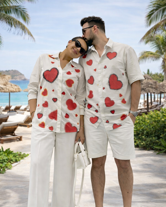 Hearty Beige Couple Shirts
