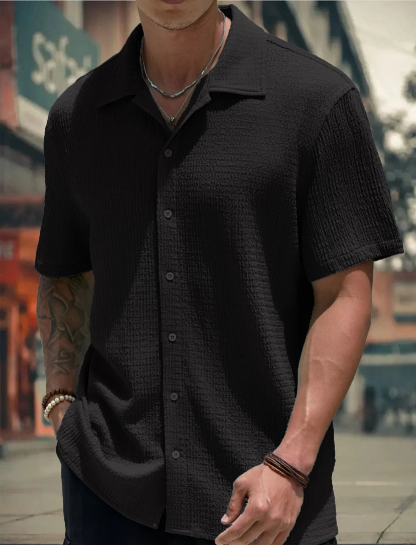 Casual Black Bubble Shirt