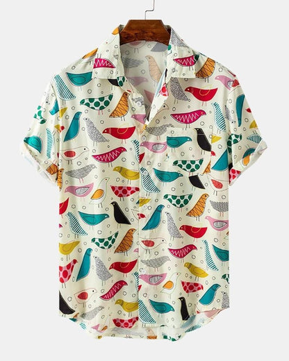 Bird Prints Cream Shirt