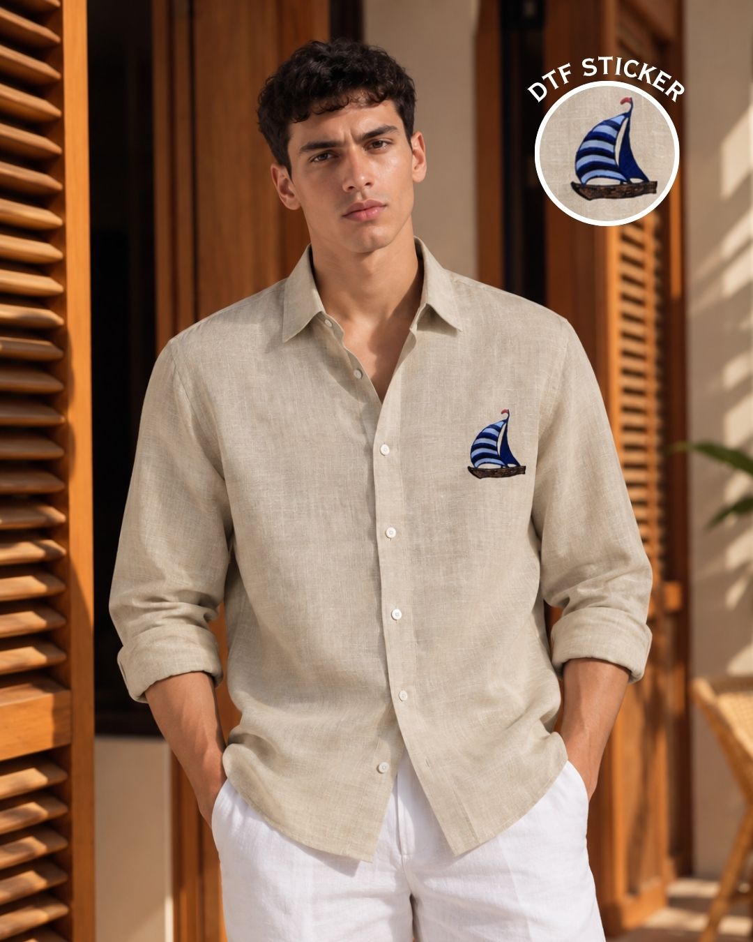 Beige Boat Linen Shirt