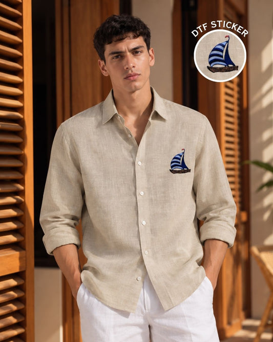 Beige Boat Linen Shirt