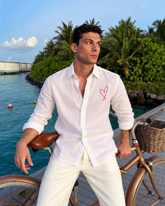 White Heart Linen Shirt