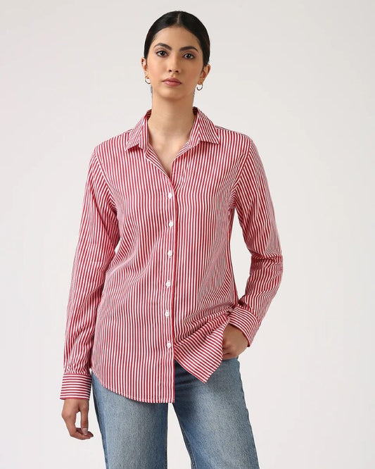 Red Pencil Stripes Shirt