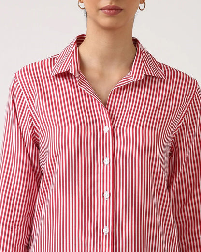 Red Pencil Stripes Shirt