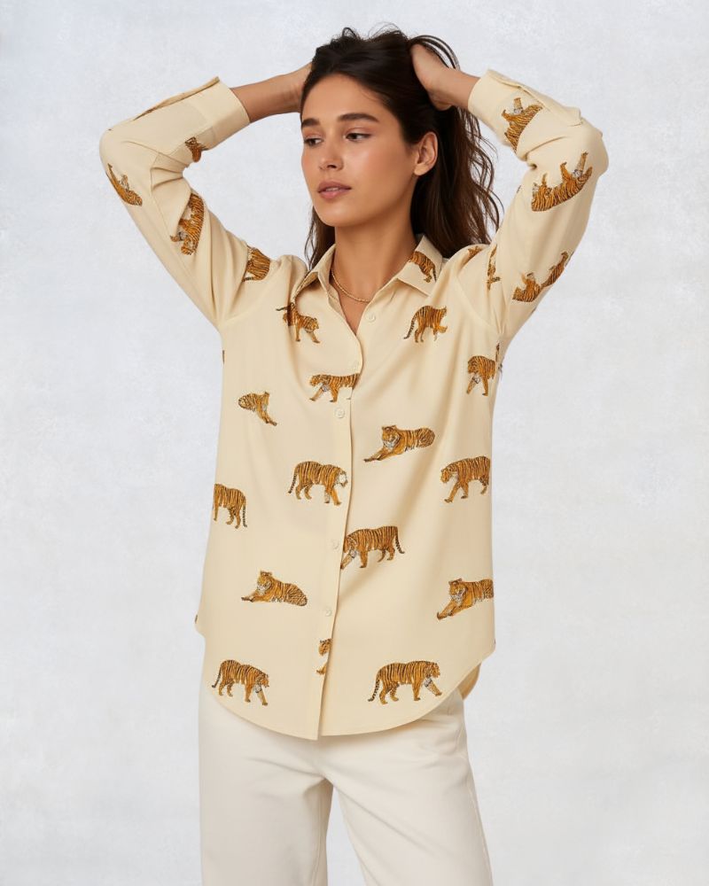 Tiger Prints Beige Shirt