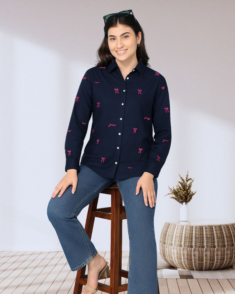 Pink Bows Print Shirt