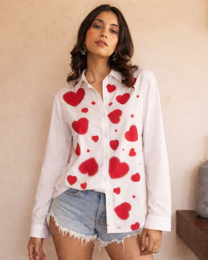 Hearty Beige Couple Shirts