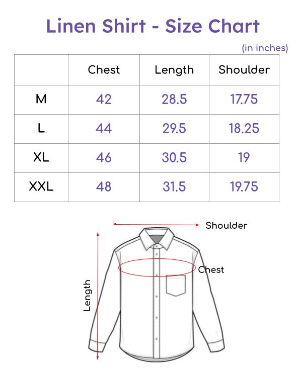 Size Chart for Rust Linen Shirt