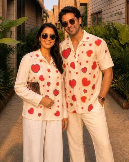 Hearty Beige Couple Shirts