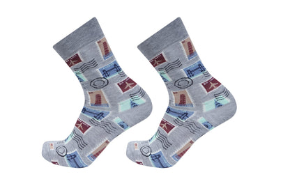 Vintage Stamps Printed Socks
