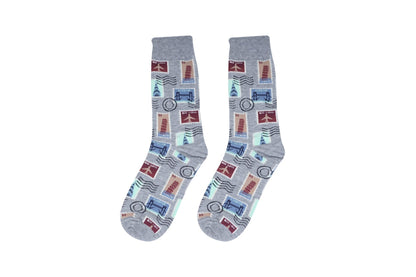 Vintage Stamps Printed Socks