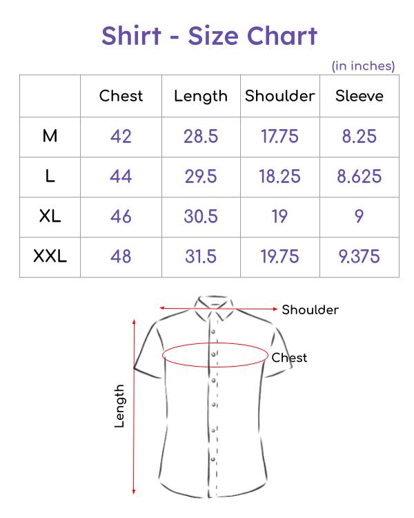 Size Chart for Tie-Dye Pink Shirt