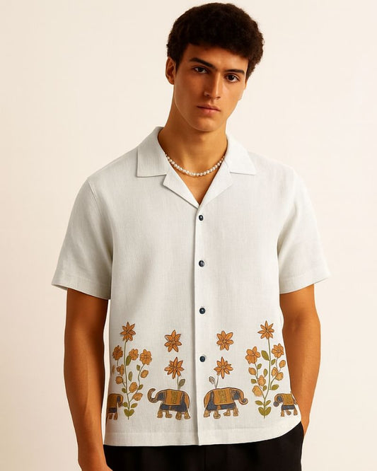 Indian Motifs Beige Shirt