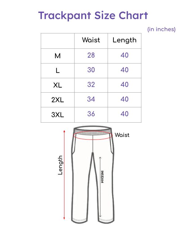 Size Chart for Black & Grey Trackpant
