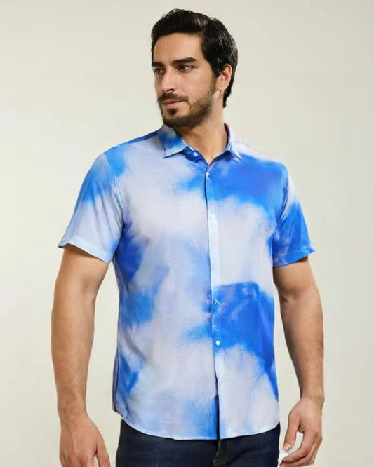 Abstract Ombre Blue Shirt