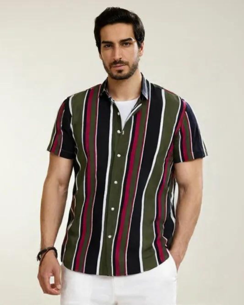 Olive Multi-Stripes Shirt