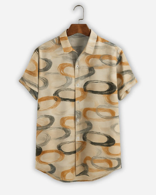 Abstract Rings Beige Shirt