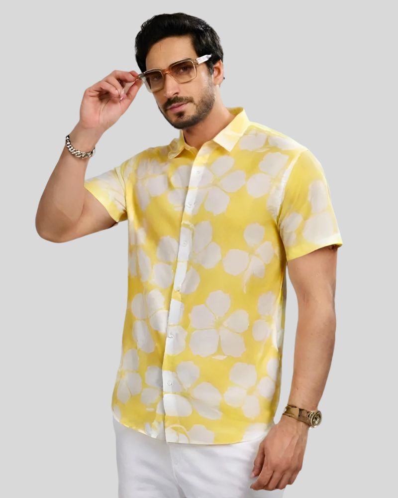 Floral Print Yellow Shirt