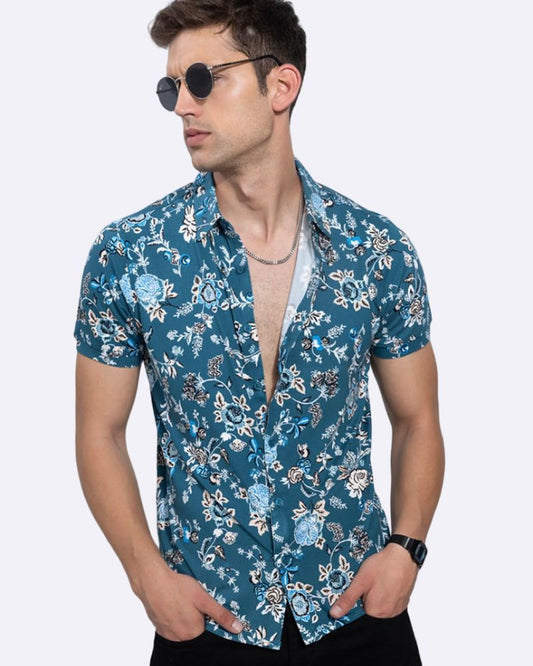 Floral Blue Casual Shirt