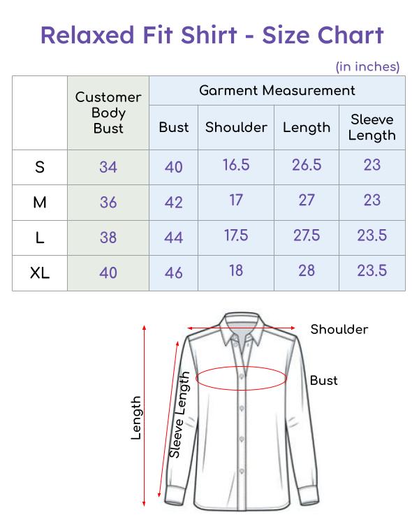 Size Chart for Holi Handprints Shirt