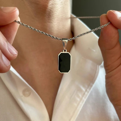 Black Stone Chain Pendant