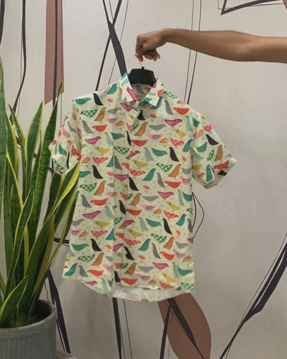 Bird Prints Cream Shirt