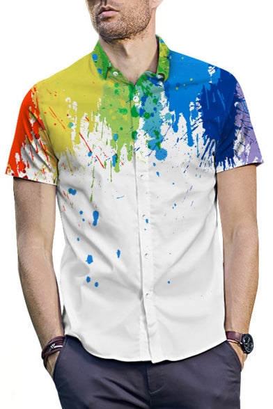 Colourful Shirt, printed white shirts, Holi shirt