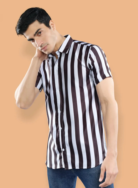 Cuban Shirt, Black and white lines shirt, printed shirts online, mens printed shirt, trendy shirts