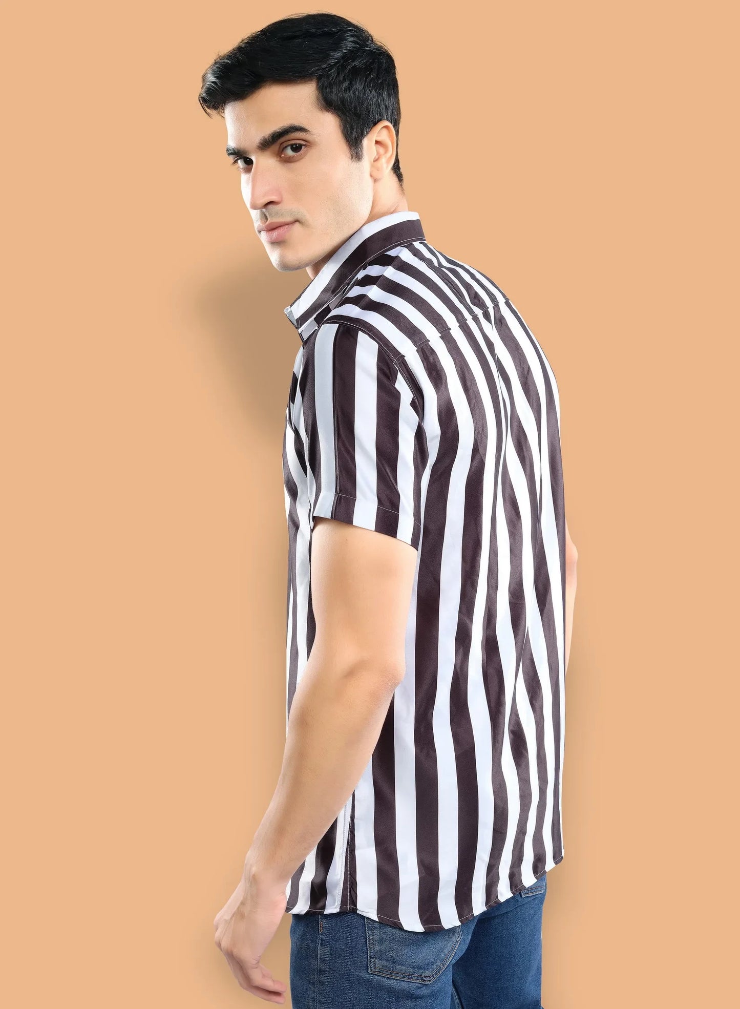 Cuban Shirt, Black and white lines shirt, printed shirts online, mens printed shirt, trendy shirts