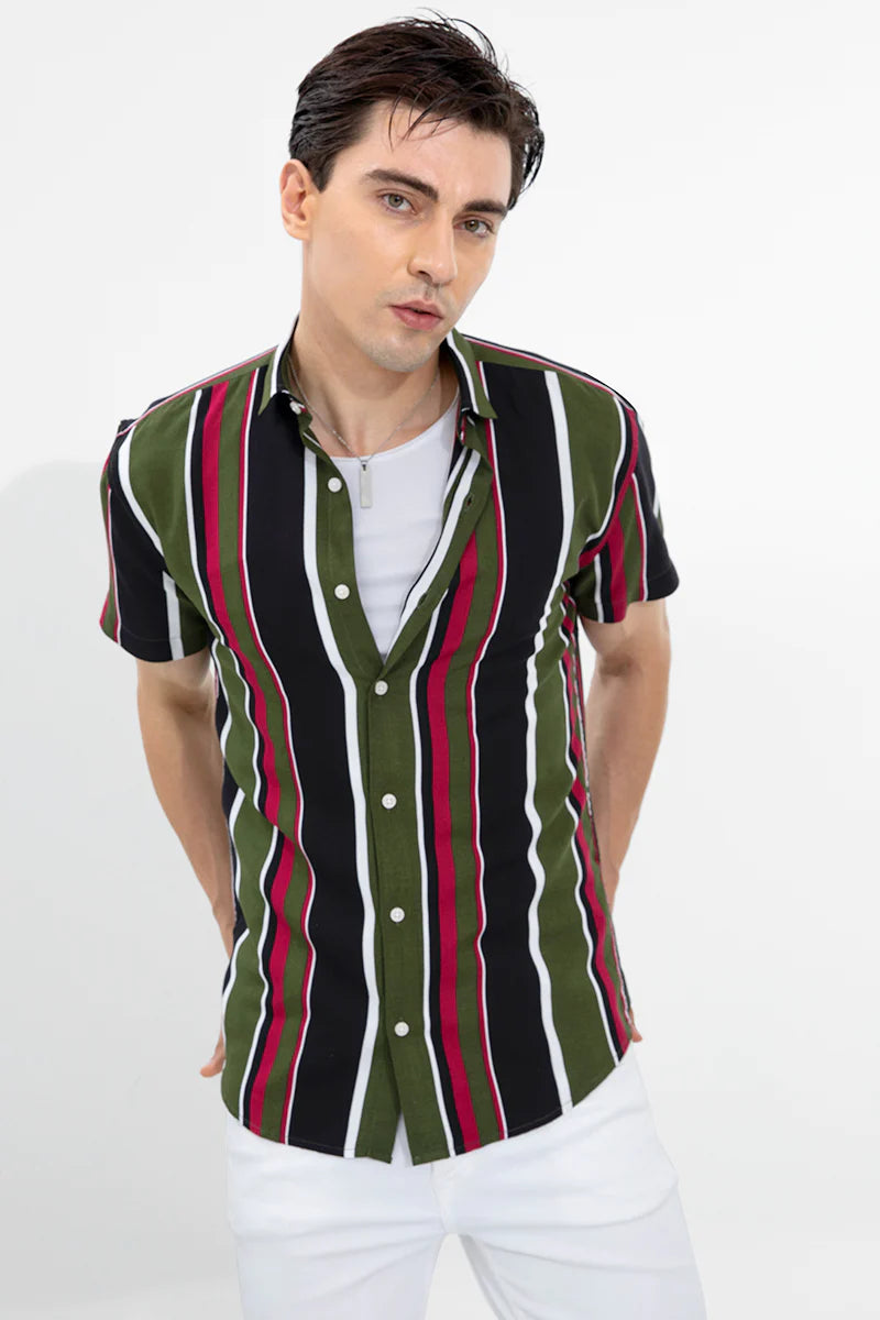 Half sleeve shirt, vertical striped shirt, printed casual shirts