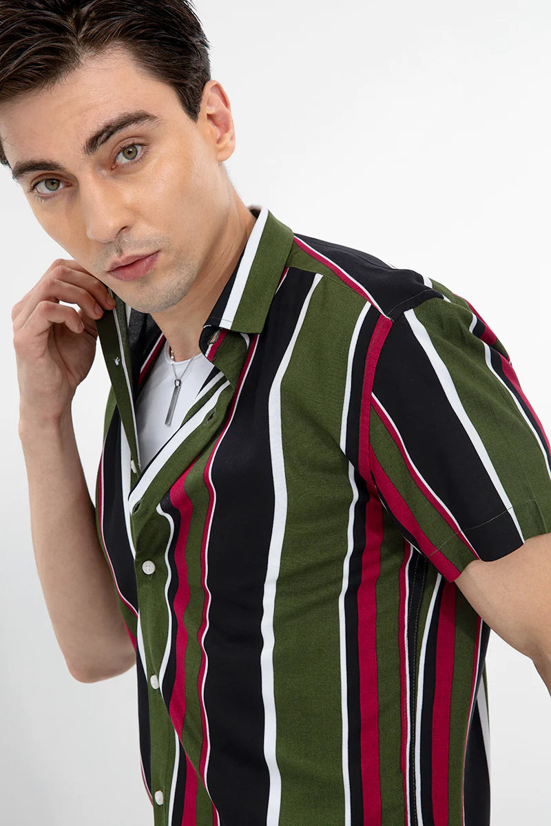 Half sleeve shirt, vertical striped shirt, printed casual shirts