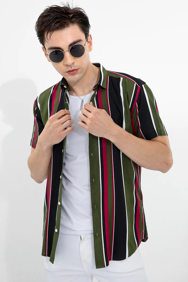 Half sleeve shirt, vertical striped shirt, printed casual shirts