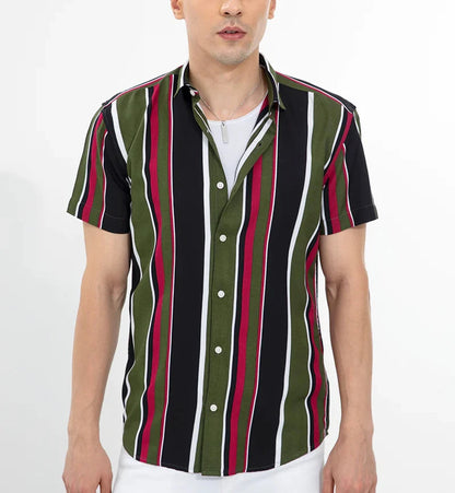 Half sleeve shirt, vertical striped shirt, printed casual shirts