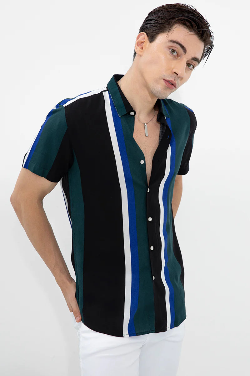 Green Multi Stripes Casual Shirt
