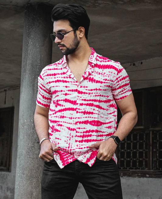 Pink casual shirt, half sleeve shirt, men shirts online