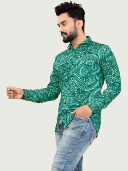 Green Printed Shirt, Stylish shirts for men, Pathaan Shirt 