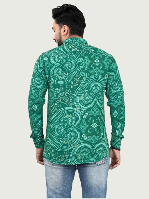 Green Printed Shirt, Stylish shirts for men, Pathaan Shirt 