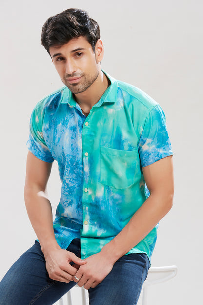 Green Printed Shirt, Shirts for men, men's printed shirt, printed shirts online