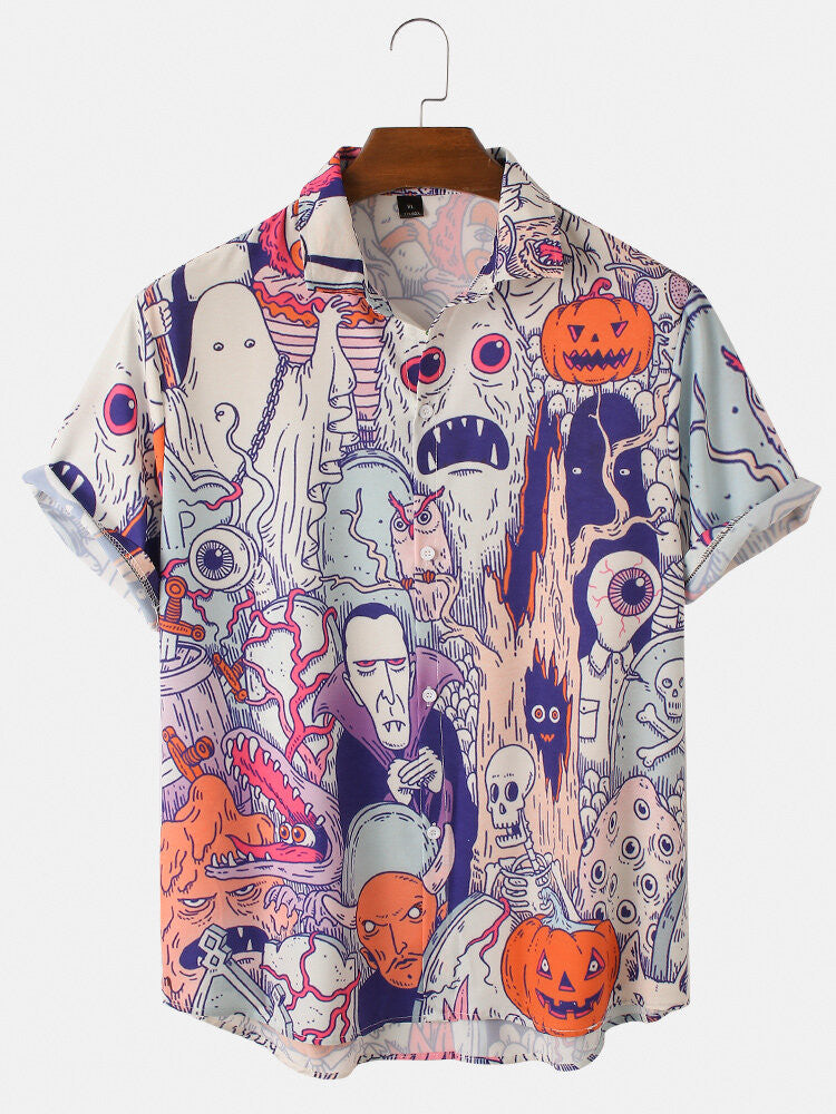Halloween Print Multicoloured Shirt Men shirts online low price
