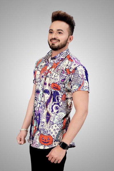 Halloween Print Multi-coloured Shirt | Men shirts online low price ...