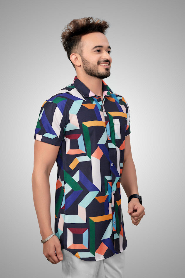 3D Geometrics Prints Casual Shirt, printed shirts online, stylish shirts, trendy shirts