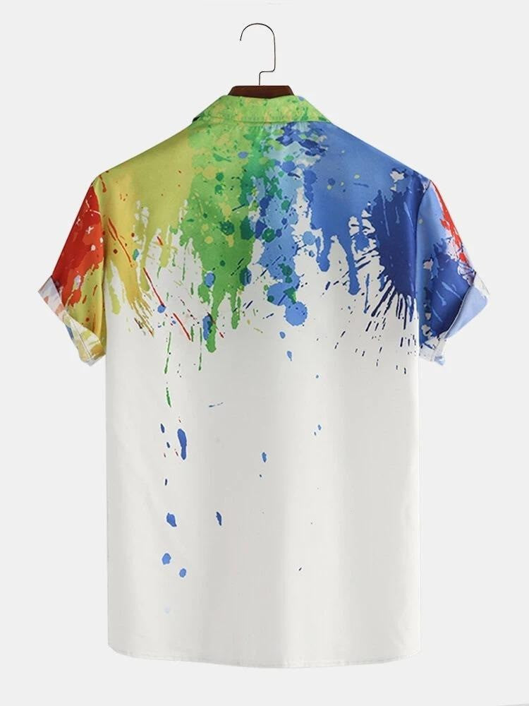 Colourful Shirt, printed white shirts, Holi shirt