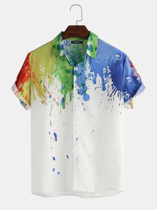 Colourful Shirt, printed white shirts, Holi shirt