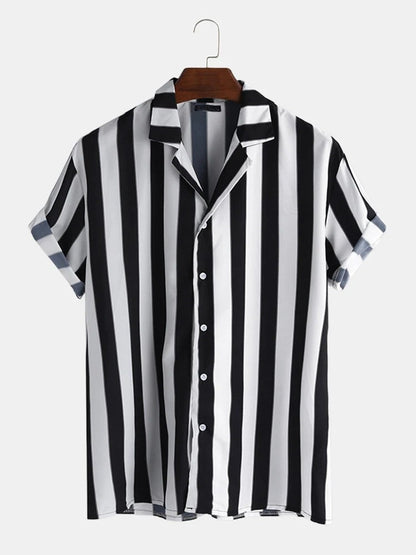 Cuban Shirt, Black and white lines shirt, printed shirts online, mens printed shirt, trendy shirts