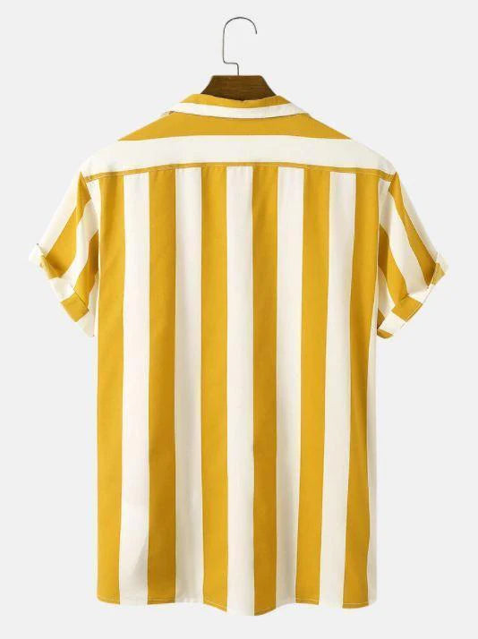 yellow lining shirt, mens printed shirt, stylish shirts, vertical striped shirt