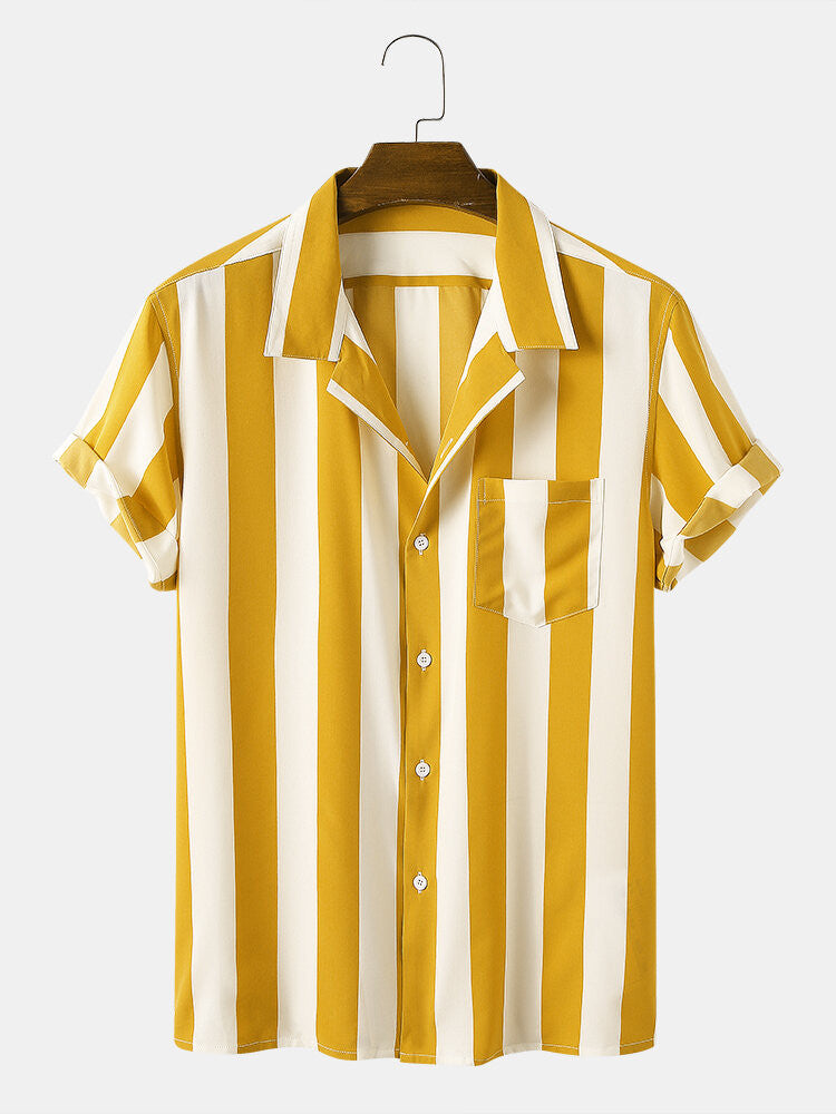 Bengal Yellow Stripes Cuban Shirt | yellow lining shirt – London Prints