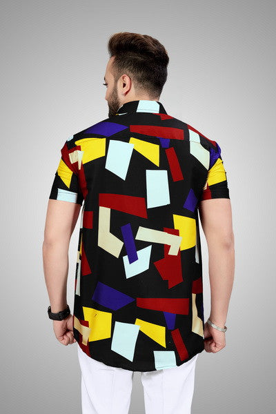 Abstract Blocks Colorful Shirt, Colorful printed shirts, black printed shirts, half sleeve shirt