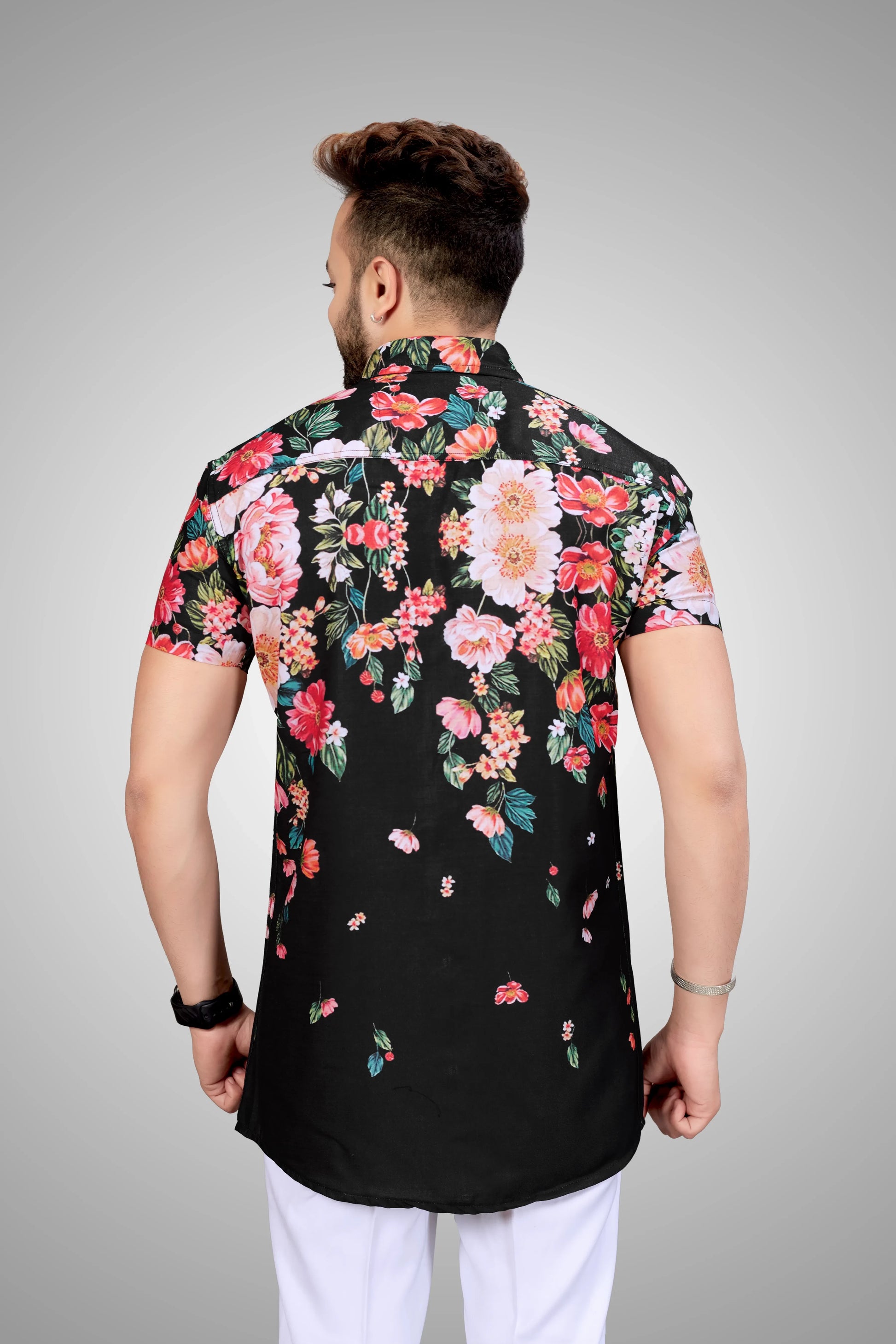 Casual Shirt, Men black printed shirt, half sleeve shirt