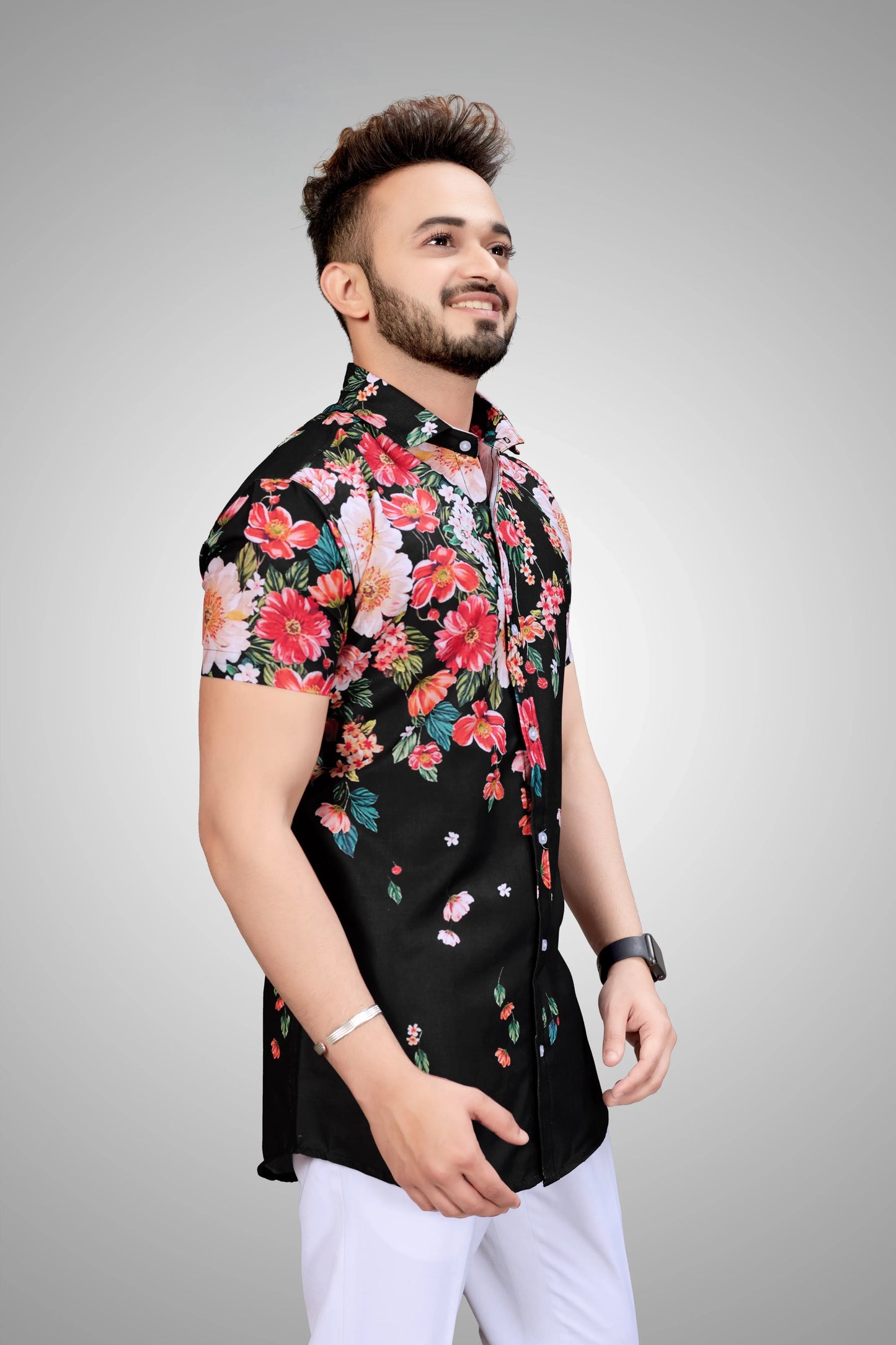 Casual Shirt, Men black printed shirt, half sleeve shirt